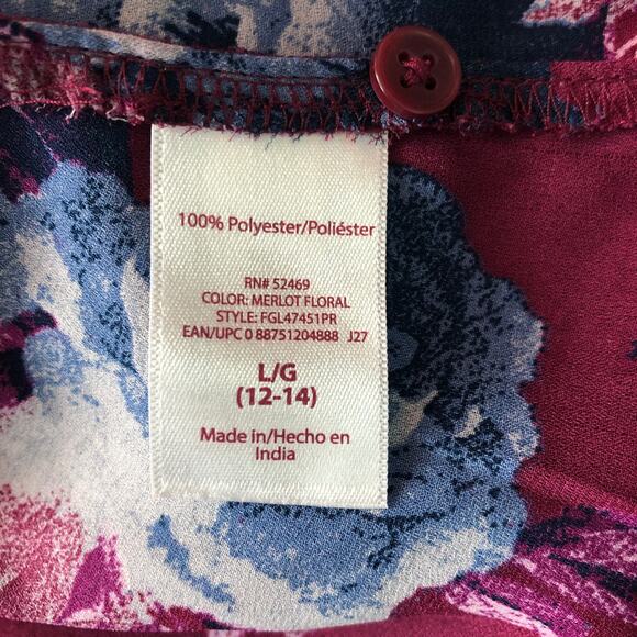 Faded Glory Button Down Floral Top L - Picture 9 of 11